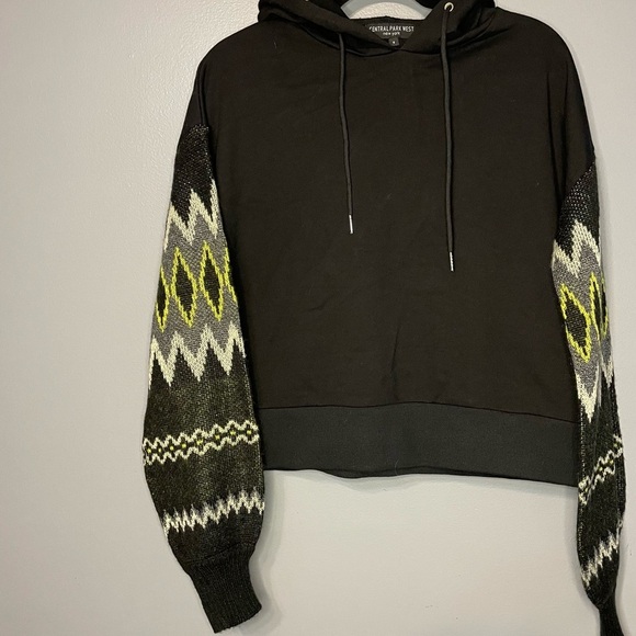 Central Park West | Black Hoodie Sweater Arms zig zag - Picture 3 of 10